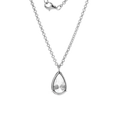 14K White Gold Necklace with 6ct Pear Shaped Lab Diamond Pendant in 3 Prong Basket Setting and Rolo Chain 14K White Gold Necklace with 6ct Pear Shaped Lab Diamond Pendant in 3 Prong Basket Setting and Rolo Chain