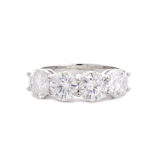 14K White Gold Gothic Wedding Rings – 4ct Moissanite 4-Stone Design