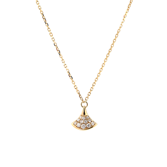 18K Yollow Gold Round Lab Diamond Skirt Pendant Necklace