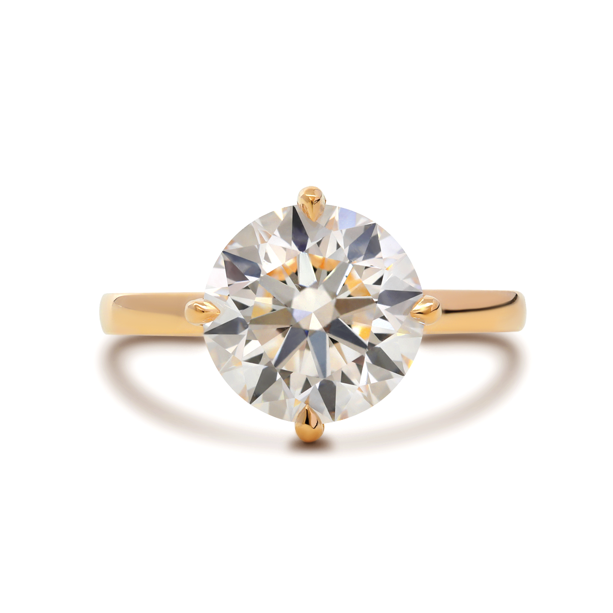 14K Yellow Gold 3ct Round Cut Diamond 4 Claw Prong Setting Solitaire Engagement Ring 14K Yellow Gold 3ct Round Cut Diamond 4 Claw Prong Setting Solitaire Engagement Ring