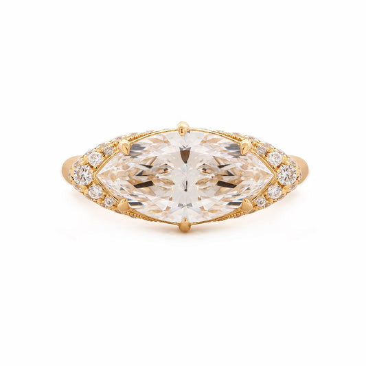 18K White Gold 2.5ct Marquise Cut Lab Diamond Halo Ring