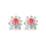 Platinum 2 ct tw Pink Round Cut Lab Dimaond Floral Nature-Inspired Stud Earrings Platinum 2 ct tw Pink Round Cut Lab Dimaond Floral Nature-Inspired Stud Earrings