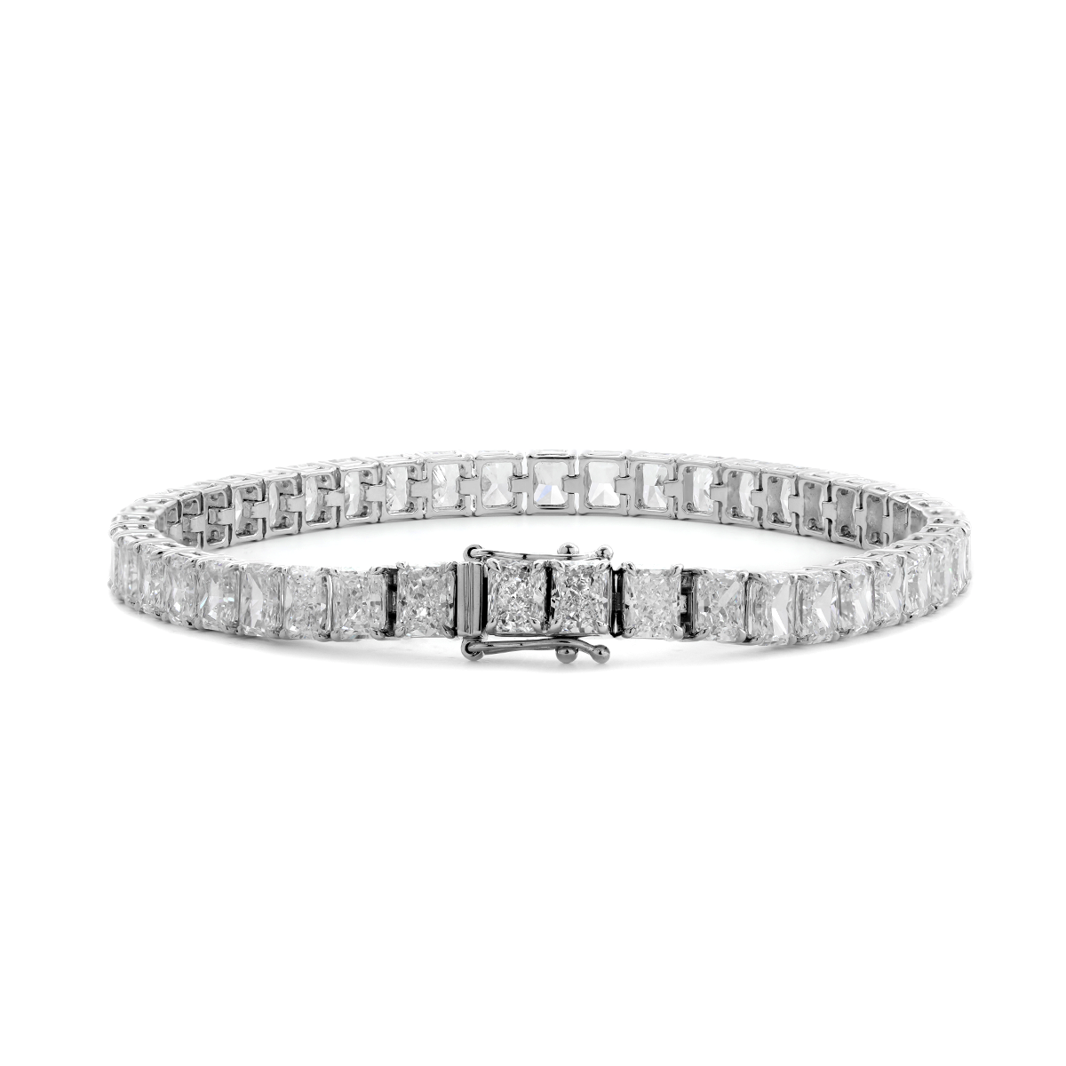 14K White Gold Radiant Cut Lab Diamond 4 Claw Prong Basket Tennis Bracelet 14K White Gold Radiant Cut Lab Diamond 4 Claw Prong Basket Tennis Bracelet