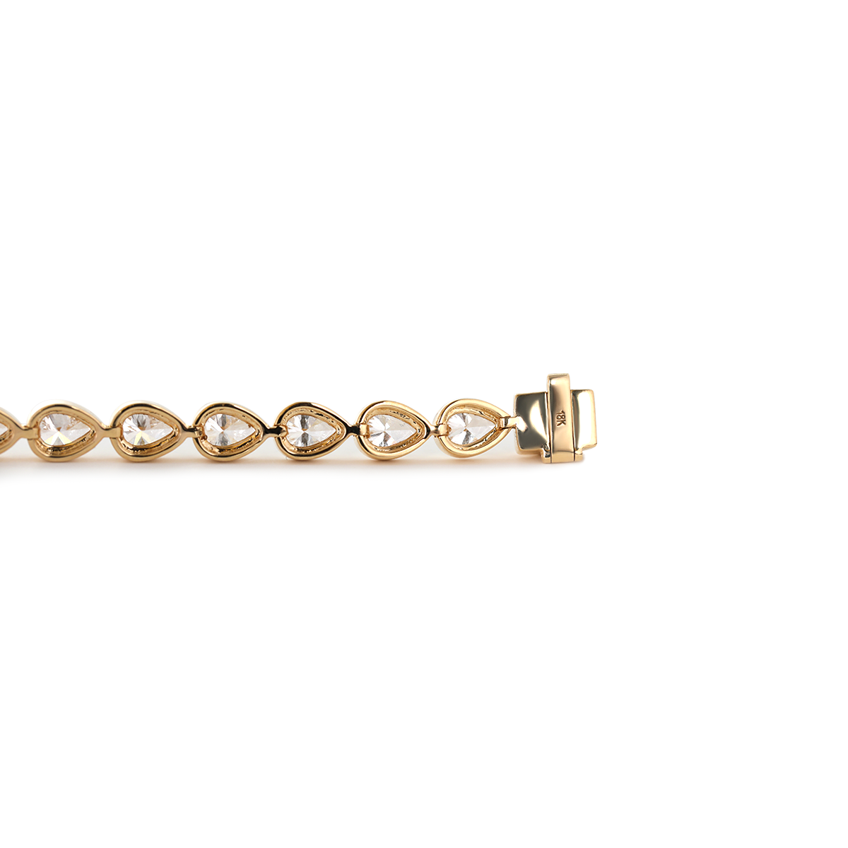 18K Yellow Gold Pear Shape Lab Diamond Bezel Tennis Bracelet 18K Yellow Gold Pear Shape Lab Diamond Bezel Tennis Bracelet
