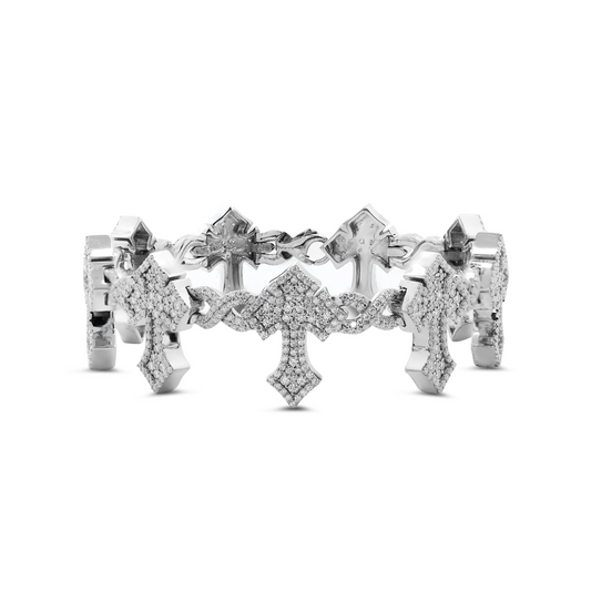 14K White Gold Knight' s Faith Pavé Lab Diamond Bracelet