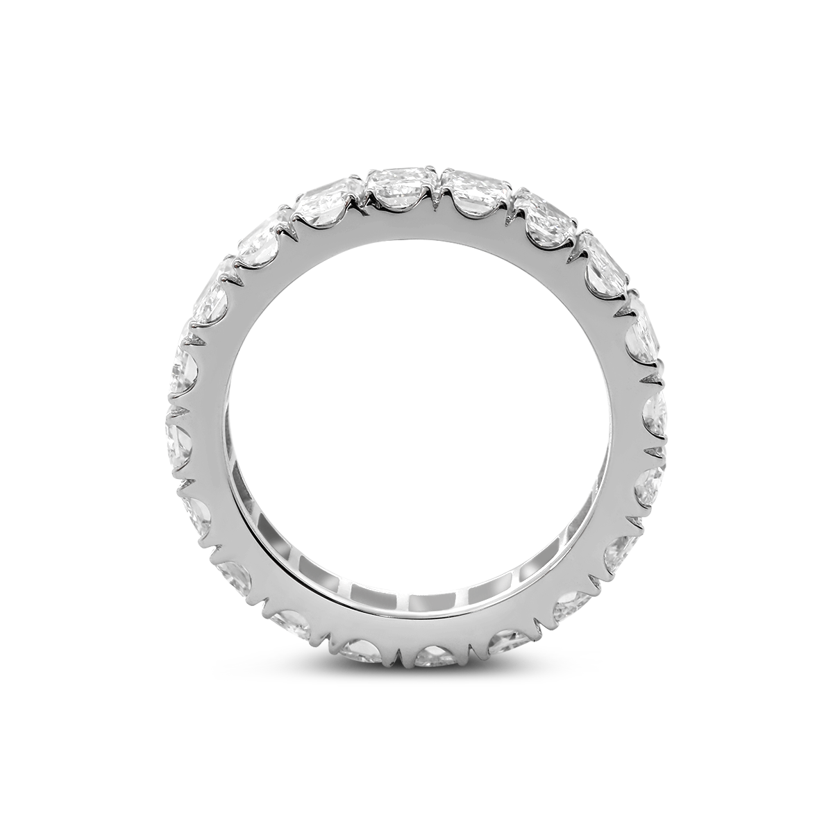 14K White Gold 4*3MM Radiant Cut Lab Diamond U Shaped Pave Eternity Band 14K White Gold 4*3MM Radiant Cut Lab Diamond U Shaped Pave Eternity Band