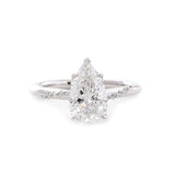 14K White Gold 2ct Pear Cut Lab Diamond Ring with Twist Pave Band and Floral Basket Head Design 14K White Gold 2ct Pear Cut Lab Diamond Ring with Twist Pave Band and Floral Basket Head Design