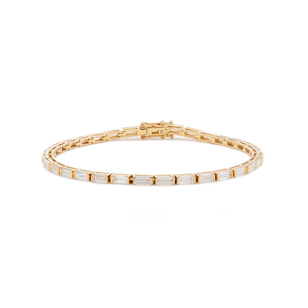 14K Yellow Gold Baguette Cut Diamond Half Bezel Tennis Bracelet 14K Yellow Gold Baguette Cut Diamond Half Bezel Tennis Bracelet