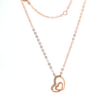 14K Rose Gold Round Lab Dimaond Pave Toi et Moi Heart Shape Pendant Necklace 14K Rose Gold Round Lab Dimaond Pave Toi et Moi Heart Shape Pendant Necklace