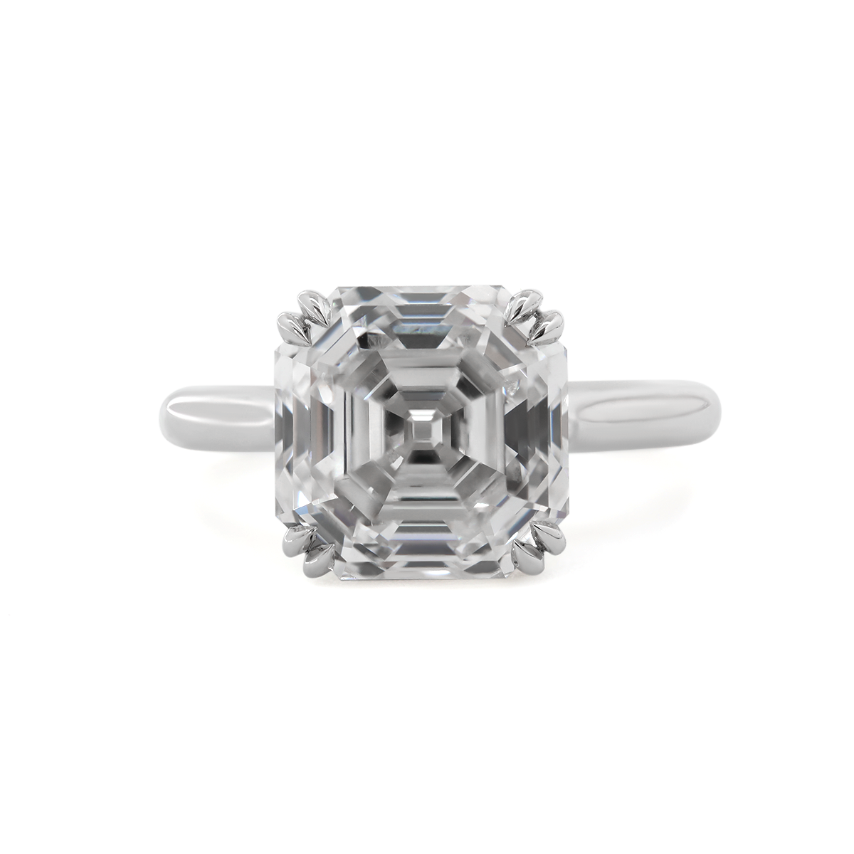Platinum 5ct Antique Asscher Cut Lab Diamond Double Claw Prong Basket Solitaire Ring Platinum 5ct Antique Asscher Cut Lab Diamond Double Claw Prong Basket Solitaire Ring