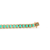 14K Yellow Gold Emerald Cut Lab Zambian Emerald Bezel Tennis Bracelet 14K Yellow Gold Emerald Cut Lab Zambian Emerald Bezel Tennis Bracelet
