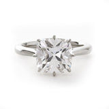 14k Yellow Gold 2.5ct Old Mine Cut Cushion Lab Diamond 8 Prongs Basket Solitaire Ring Platinum 14k Yellow Gold 2.5ct Old Mine Cut Cushion Lab Diamond 8 Prongs Basket Solitaire Ring Platinum