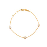 14K Yellow Gold Round Lab Diamond 3 Stone Bezel Station Bracelet 14K Yellow Gold Round Lab Diamond 3 Stone Bezel Station Bracelet