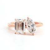 14K Rose Gold Marquise Cut and Emerald Cut Lab Diamond Toi et Moi Ring 14K Rose Gold Marquise Cut and Emerald Cut Lab Diamond Toi et Moi Ring