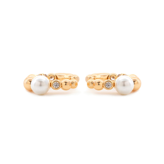 14K Yellow Gold 5mm Fresh-water Pearl Boho-Style Open Ear Cuff