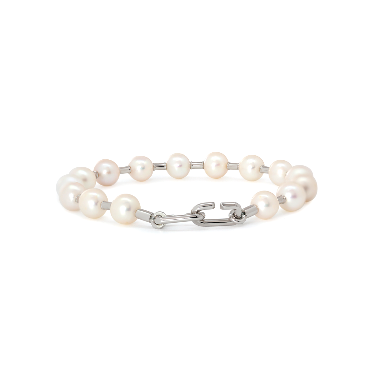14K White Gold Near-round Fresh-water Pearl Bracelet 14K White Gold Near-round Fresh-water Pearl Bracelet