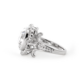 Platinum 4.5ct Elongated Lab Diamond Antique-inspired Ring Platinum 4.5ct Elongated Lab Diamond Antique-inspired Ring