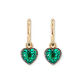 14K Yellow Gold Heart Cut Colombian Lab Emerald Bezel Setting Hoop Earrings with Black Rhodium Plated 14K Yellow Gold Heart Cut Colombian Lab Emerald Bezel Setting Hoop Earrings with Black Rhodium Plated