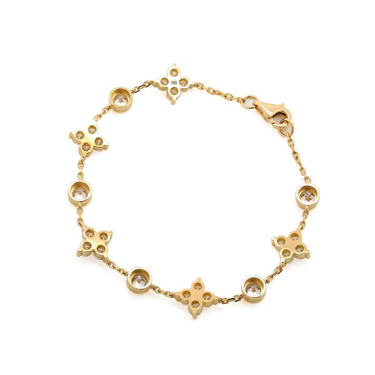 18K Yellow Gold Round Lab Diamond Fancy Shape Station Bracelet 18K Yellow Gold Round Lab Diamond Fancy Shape Station Bracelet