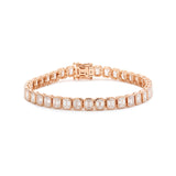 18K Rose Gold Emerald Cut Lab Diamond Bezel Tennis Bracelet 18K Rose Gold Emerald Cut Lab Diamond Bezel Tennis Bracelet