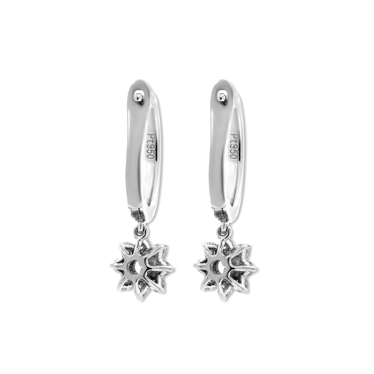 Platinum Round Lab Diamond Floral Hoop Earrings Platinum Round Lab Diamond Floral Hoop Earrings