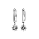 Platinum Round Lab Diamond Floral Hoop Earrings Platinum Round Lab Diamond Floral Hoop Earrings
