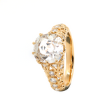 14K Yellow Gold 3.5ct Elongated Lab Diamond Antique-inspired Ring 14K Yellow Gold 3.5ct Elongated Lab Diamond Antique-inspired Ring