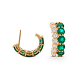 18K Yellow Gold Round Lab Diamond and Round Lab Zambian Emerald Stud Earrings 18K Yellow Gold Round Lab Diamond and Round Lab Zambian Emerald Stud Earrings