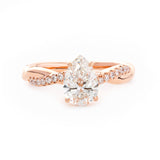 14K Rose Gold 1.5ct Pear Cut Lab Diamond Twist Pave Ring 14K Rose Gold 1.5ct Pear Cut Lab Diamond Twist Pave Ring