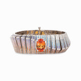14K White Gold Colored Lab Gemstone Bracelet with 10*14mm Oval Lab Orange Sapphire 14K White Gold Colored Lab Gemstone Bracelet with 10*14mm Oval Lab Orange Sapphire