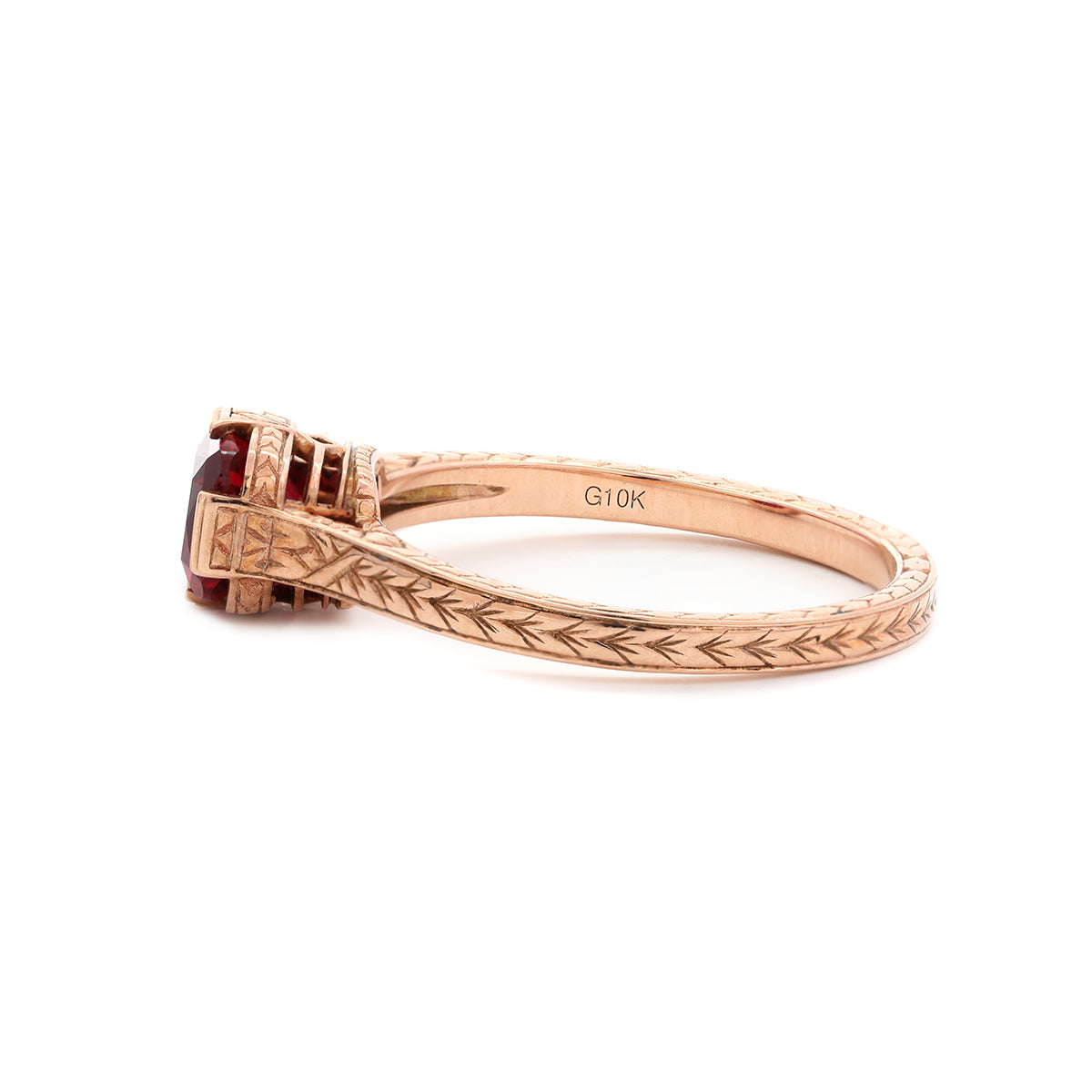 14K Rose Gold 1ct Elongated Cushion Pigeon Blood Lab Ruby Half Bezel Solitaire Ring 14K Rose Gold 1ct Elongated Cushion Pigeon Blood Lab Ruby Half Bezel Solitaire Ring