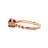 14K Rose Gold 1ct Elongated Cushion Pigeon Blood Lab Ruby Half Bezel Solitaire Ring 14K Rose Gold 1ct Elongated Cushion Pigeon Blood Lab Ruby Half Bezel Solitaire Ring