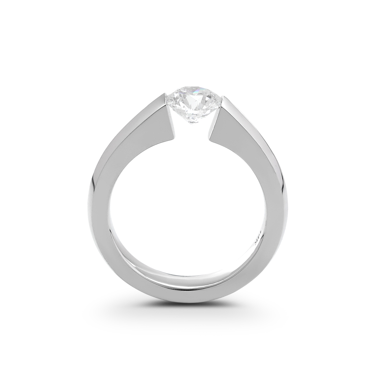 14K White Gold 1ct Round Brilliant Cut Lab Diamond Solitaire Ring with Knife Edge Band Design 14K White Gold 1ct Round Brilliant Cut Lab Diamond Solitaire Ring with Knife Edge Band Design