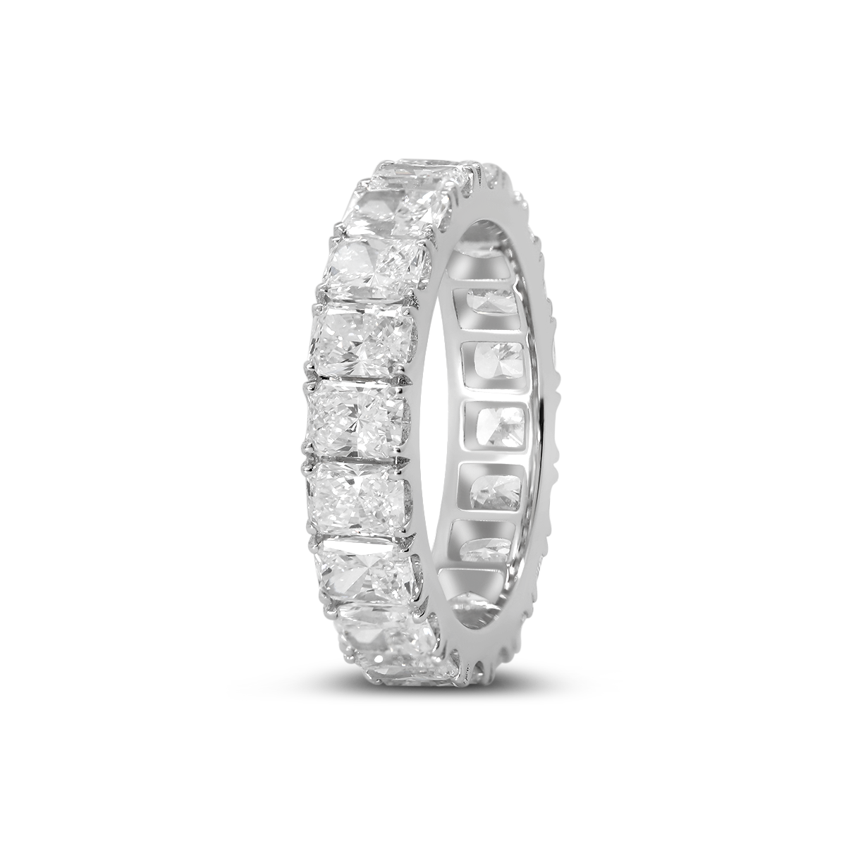 14K White Gold 4*3MM Radiant Cut Lab Diamond U Shaped Pave Eternity Band 14K White Gold 4*3MM Radiant Cut Lab Diamond U Shaped Pave Eternity Band