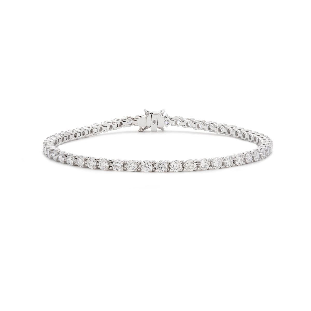 14K White Gold Marquise Cut & Round Cut Lab Diamond Three Prong Buckle Tennis Bracelet 14K White Gold Marquise Cut & Round Cut Lab Diamond Three Prong Buckle Tennis Bracelet
