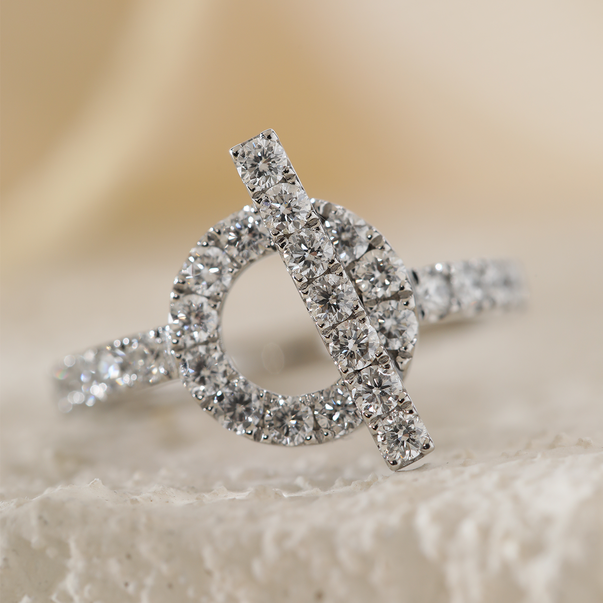 Platinum Round Lab Diamond Buckle-Inspired Ring Platinum Round Lab Diamond Buckle-Inspired Ring