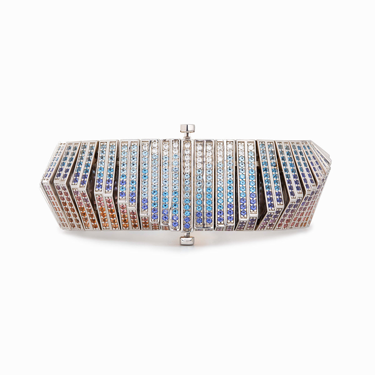 14K White Gold Colored Lab Gemstone Bracelet with 10*14mm Oval Lab Orange Sapphire 14K White Gold Colored Lab Gemstone Bracelet with 10*14mm Oval Lab Orange Sapphire