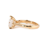 18K Yellow Gold 4ct Princess Cut Lab Diamond Double Claw Prongs Vintage Millegrain Ring – Art Nouveau Nature-Inspired Design 18K Yellow Gold 4ct Princess Cut Lab Diamond Double Claw Prongs Vintage Millegrain Ring – Art Nouveau Nature-Inspired Design
