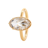 14K Yellow Gold Oval Rose Cut Lab Diamond Millegrain Solitaire Ring 14K Yellow Gold Oval Rose Cut Lab Diamond Millegrain Solitaire Ring