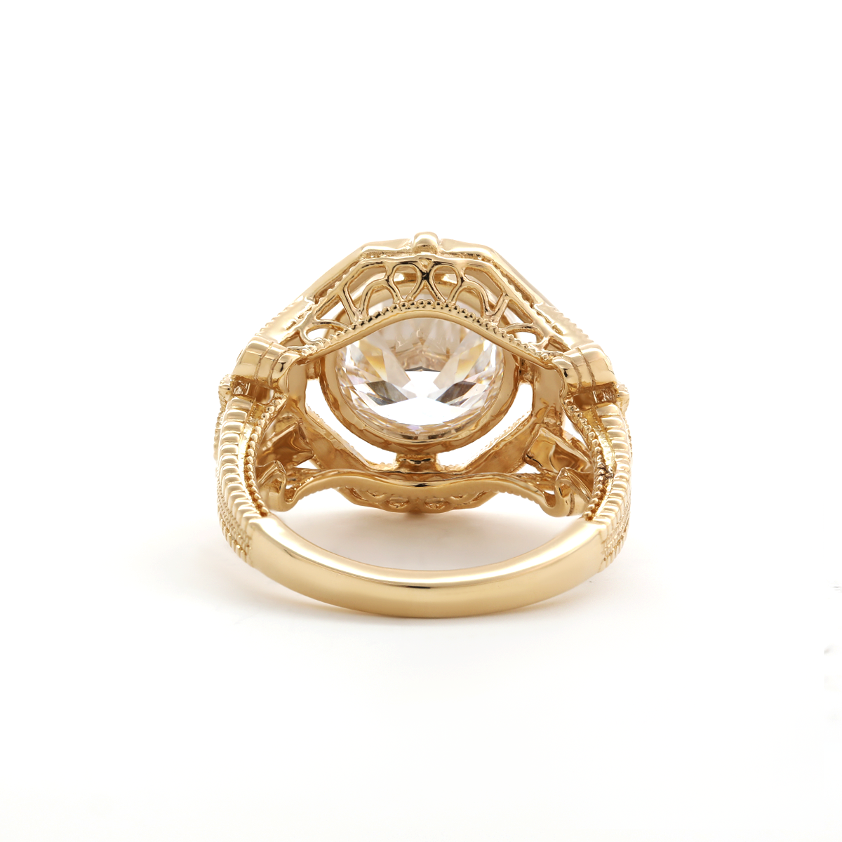 14K Yellow Gold 3ct Old European Cut Lab Diamond Millegrain Bezel Vintage Engraved Ring - Art Deco Style 14K Yellow Gold 3ct Old European Cut Lab Diamond Millegrain Bezel Vintage Engraved Ring - Art Deco Style