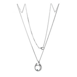 14K White Gold Mother and Child Pendant Necklace with Blue Round Lab Diamond 14K White Gold Mother and Child Pendant Necklace with Blue Round Lab Diamond