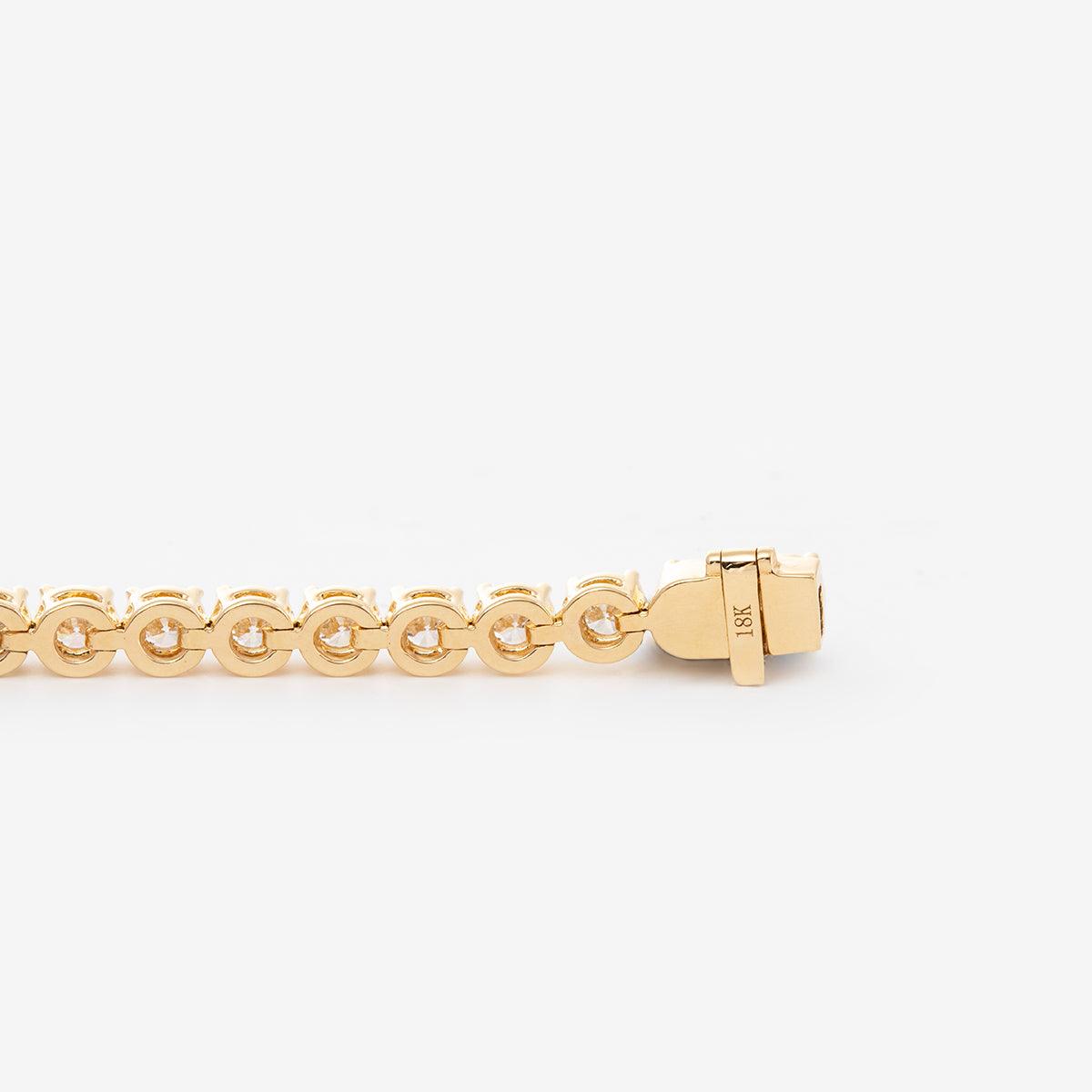 18K Yellow Gold Round Brilliant Cut Lab Diamond 4 Prong Basket Tennis Bracelet 18K Yellow Gold Round Brilliant Cut Lab Diamond 4 Prong Basket Tennis Bracelet