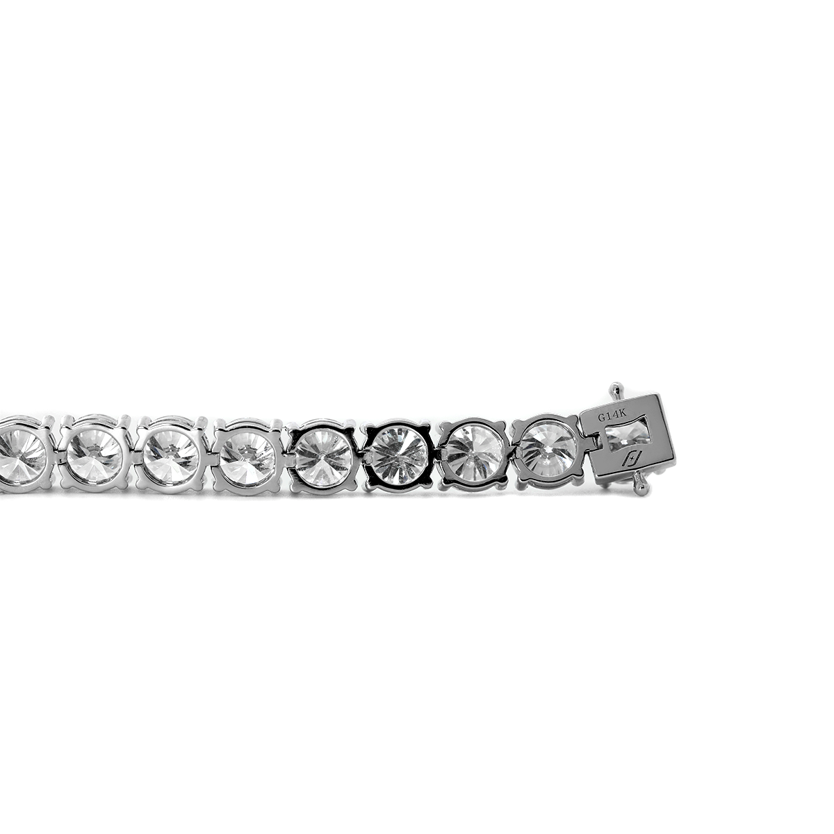 14K White Gold 6mm Round Brilliant Cut Lab Diamond 4 Round Prong Basket Tennis Bracelet 14K White Gold 6mm Round Brilliant Cut Lab Diamond 4 Round Prong Basket Tennis Bracelet