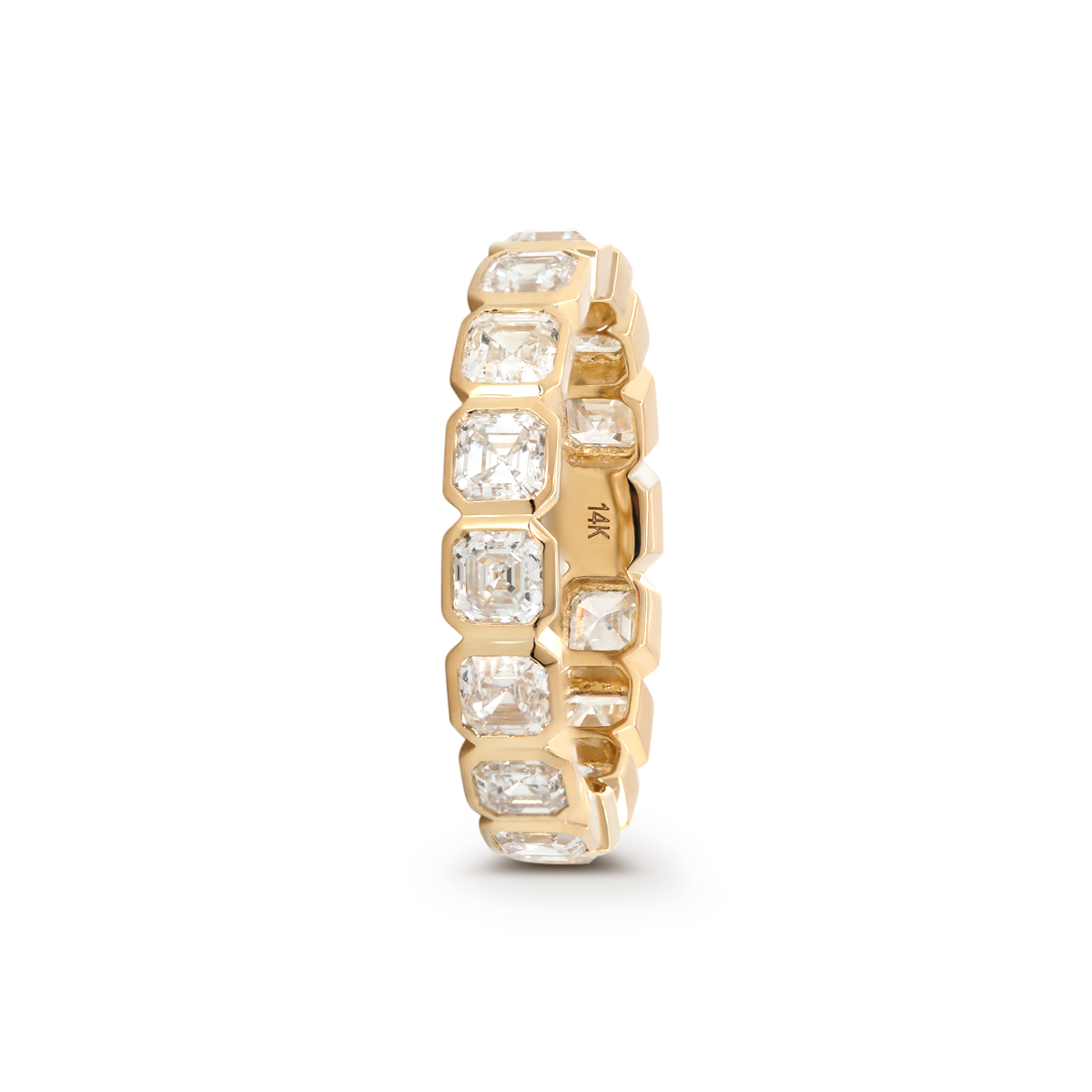 14K Yellow Gold Asscher Cut Lab Diamond Bezel Eternity Ring 14K Yellow Gold Asscher Cut Lab Diamond Bezel Eternity Ring