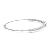 14K White Gold Round Lab Diamond Adjustable Chain Bracelet with A Millegrain Bezel 6mm Center Stone 14K White Gold Round Lab Diamond Adjustable Chain Bracelet with A Millegrain Bezel 6mm Center Stone