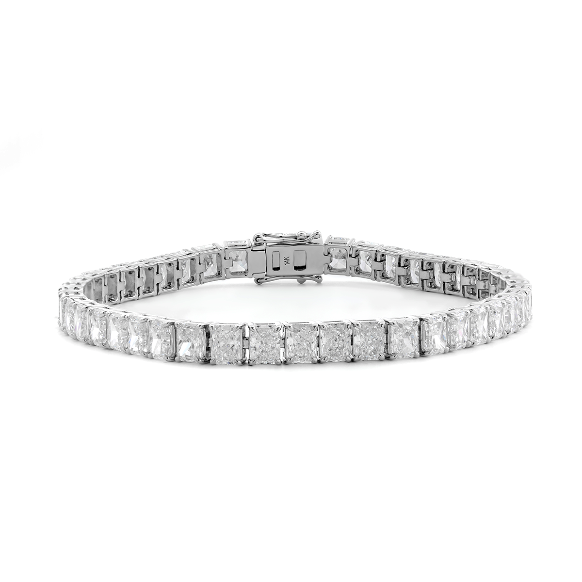 14K White Gold Radiant Cut Lab Diamond 4 Claw Prong Basket Tennis Bracelet 14K White Gold Radiant Cut Lab Diamond 4 Claw Prong Basket Tennis Bracelet