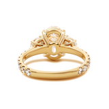 14K Yellow Gold 2ct Oval Lab Diamond Vintage Ring with Half Moon and Round Lab Diamond Side-stones Pave 14K Yellow Gold 2ct Oval Lab Diamond Vintage Ring with Half Moon and Round Lab Diamond Side-stones Pave