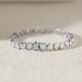 18K White Gold Heart Shape Lab Diamond Bezel Tennis Bracelet 18K White Gold Heart Shape Lab Diamond Bezel Tennis Bracelet