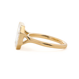 14K Yellow Gold 2.5ct Antique Emerald Cut Lab Diamond Ring with Tapered Step Cut Lab Diamond Halo 14K Yellow Gold 2.5ct Antique Emerald Cut Lab Diamond Ring with Tapered Step Cut Lab Diamond Halo