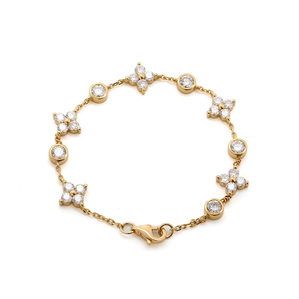 18K Yellow Gold Round Lab Diamond Fancy Shape Station Bracelet 18K Yellow Gold Round Lab Diamond Fancy Shape Station Bracelet